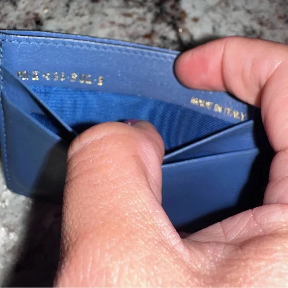 Valentino Blue Card Holder with Stud Accents - Picture 3 of 6